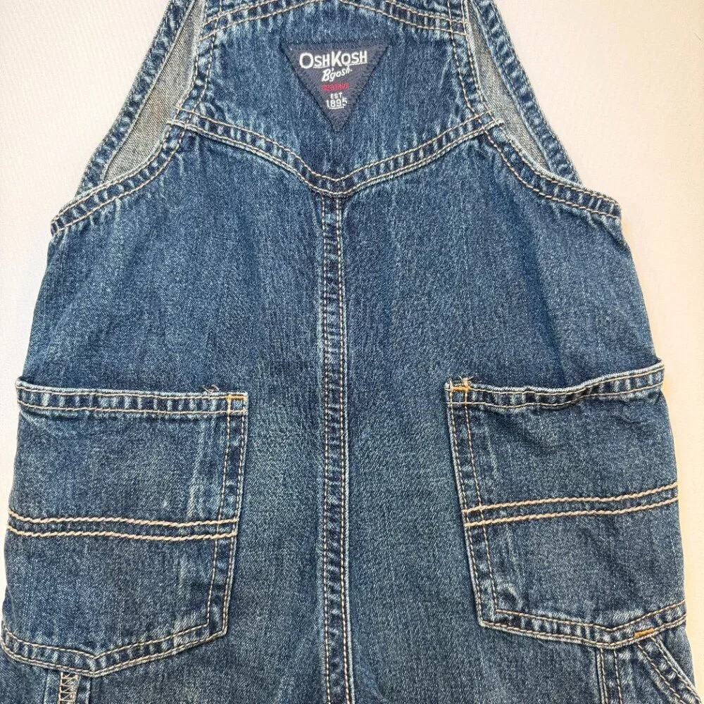 OSH KOSH B'Gosh Denim Overalls Vestbak Dark Blue Jean 24 Mos Vintage